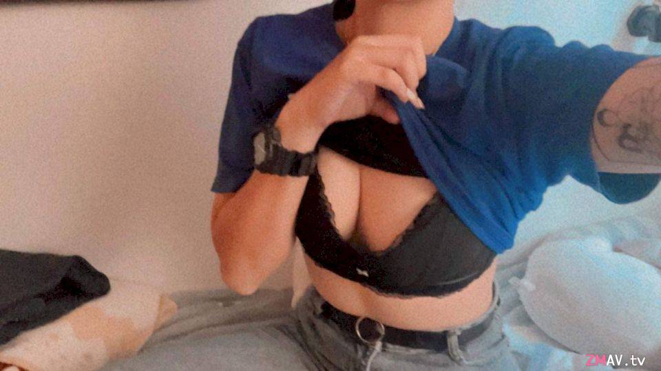 Short hair, sweet self-massaging nice boobs