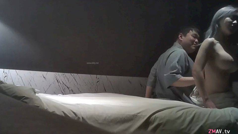 Korean Fat Tiger hooks up with big tits girl, looks heavy but his sex skills is good